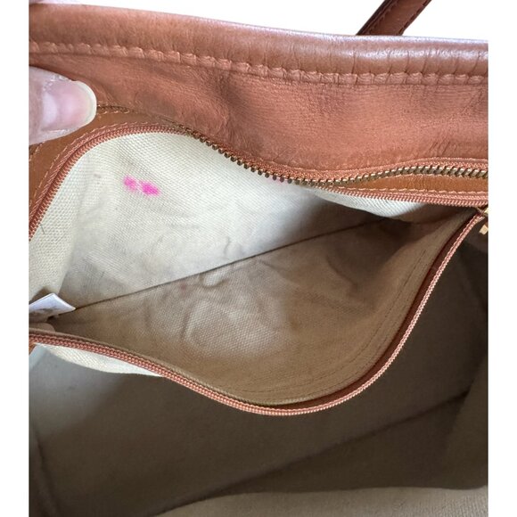 Authentic MCM Blue Stripe Tote Cognac Monogram - Picture 12 of 15